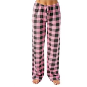 Women's Stretch Plaid Casual Pants With Pockets (Option: Pink-XL)