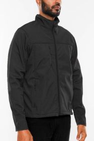 Mens Solid Soft Shell Storm Tech Jacket Coat (Color: BLACK, size: XL)