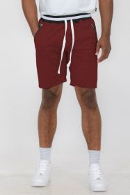 Weiv Mens French Terry Sweat Short (Color: BURGUNDY, size: L)