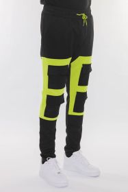COLOR BLOCK CARGO TRACK PANT (Color: BLACK RED, size: L)