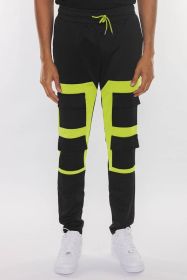 COLOR BLOCK CARGO TRACK PANT (Color: ORANGE BLACK, size: XL)