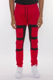 COLOR BLOCK CARGO TRACK PANT (Color: black lime, size: XL)