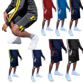 Two Stripe Cargo Pouch Shorts (Color: RED WHITE, size: S)