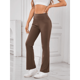 JupiterGear High-Waisted Pants with Pockets (Color: Brown, size: M)