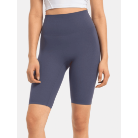 JupiterGear High-Rise Long Shorts (Color: Dusty Blue, size: 10)